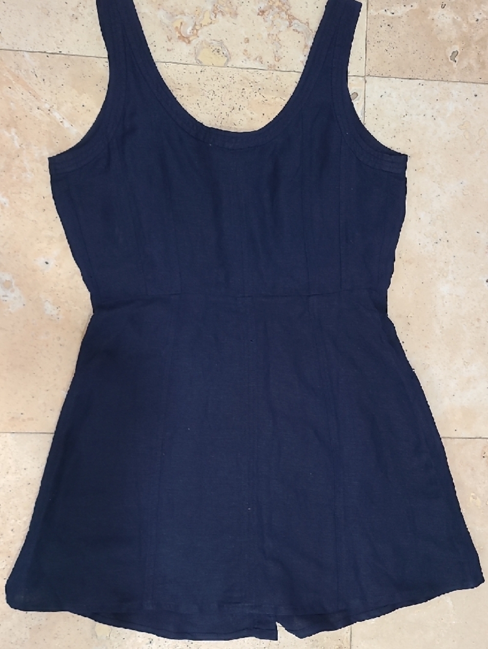 LOFT Navy Button-Front Mini Dress - Picture 6 of 8